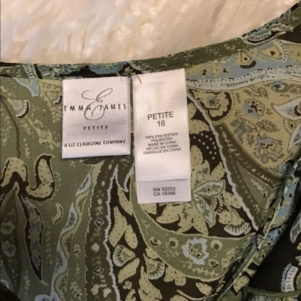 4/$10 item🤑 Emma James Green Paisley Blouse sz 16P & Skirt sz 14P - Picture 8 of 11